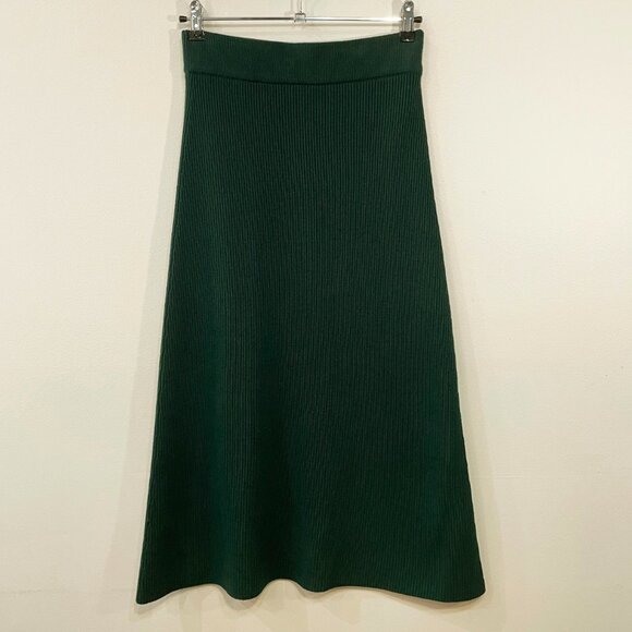 EUC Sezane Naelle Merino Cotton Knit Midi Skirt Green Medium - Picture 3 of 8